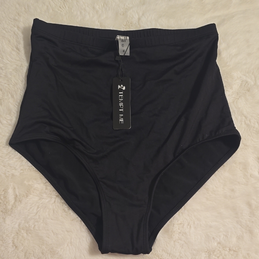 Tempt Me Women's Black High-Waisted Briefs bikini bottom